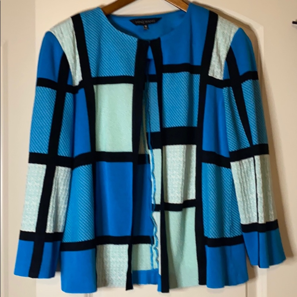 EUC Ming Wang blue colorblock cardigan medium